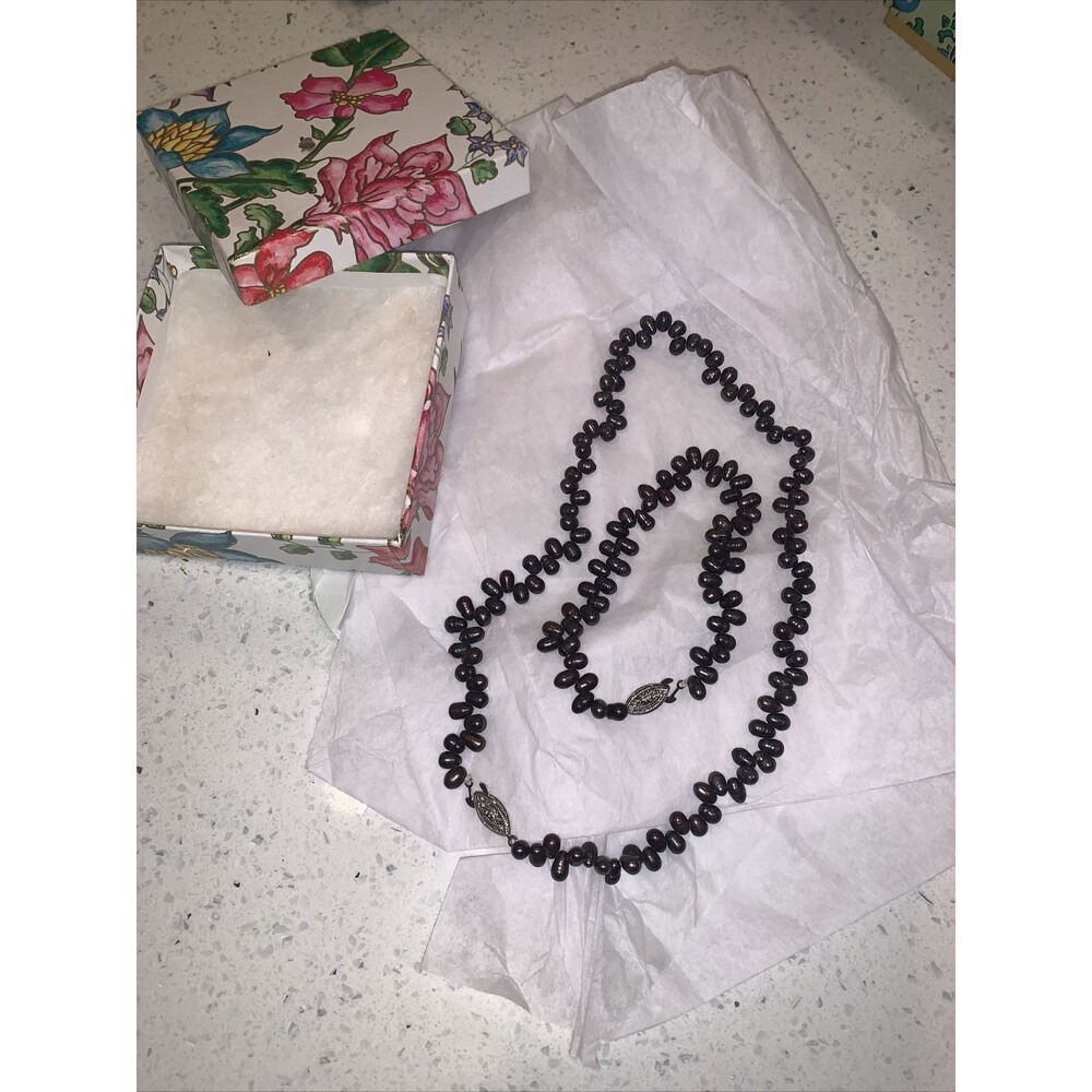 Genuine Black Tahitian Pearl Beaded Necklace & Bracelet.